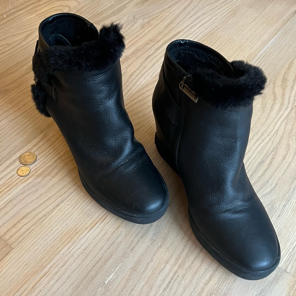 LAST CHANCE❗️Chic Ankle Winter Wedge Boot - Leather & faux shearling - Picture 7 of 8